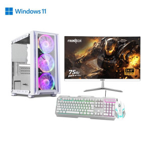 Prebuild Full Set PC | AMD Ryzen 5 4600g | 8GB DDR4 Ram | AMD Radeon Vega 8 Graphics | 256GB Nvme SSD | 450W Power Supply Tower PC | 24 Curved LED | Gaming Keyboard Mouse